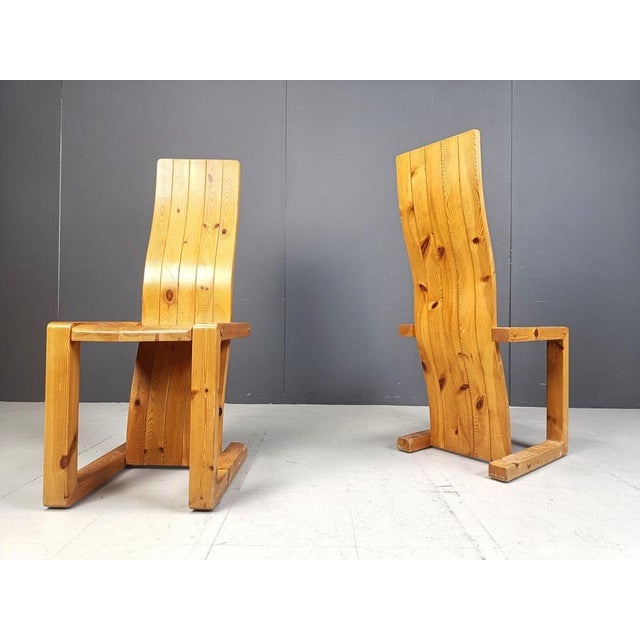 Vintage Pine Wood Dining Chairs, 1970s, Set of 6 For Sale - Image 9 of 12