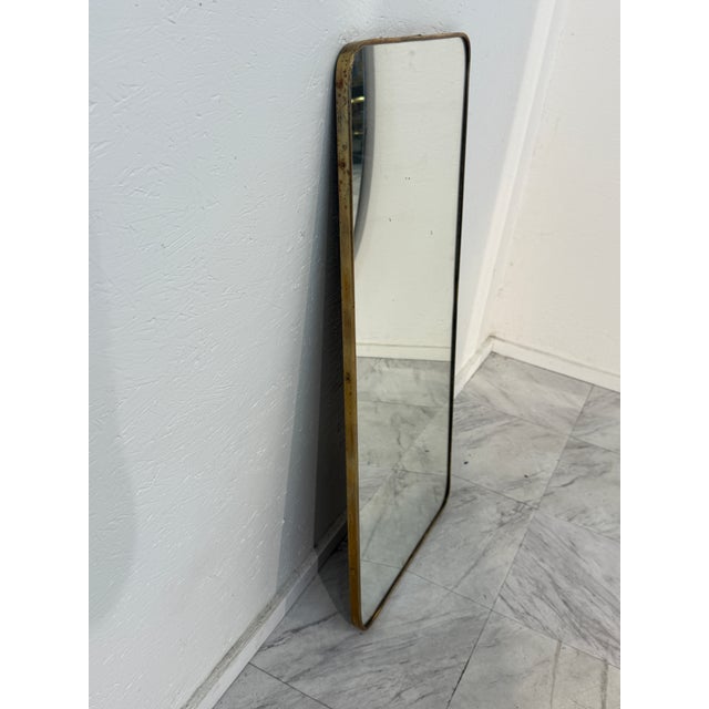 Italian Full-Length Rectangular Brass Mirror, 1950s For Sale - Image 4 of 6