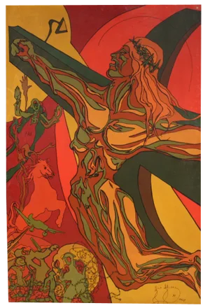 Italian Artist, Surrealist Crucifixion, 1980, Mixed Media on Canvas