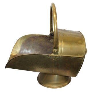 Brass Coal and Log Bucket with Handles For Sale