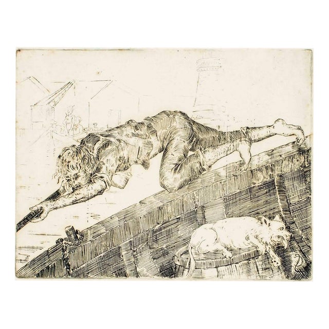 Carlo Servolini, Life of Dogs, Vita da Cani, Etching, Early 20th Century For Sale