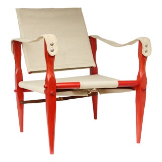 Vintage Red Safari Chair, 1970s For Sale