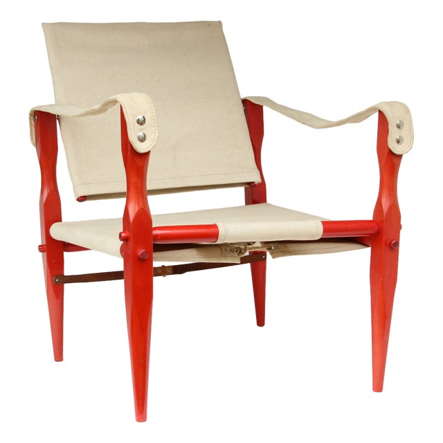 Vintage Red Safari Chair, 1970s For Sale