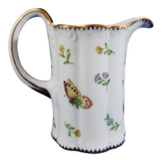 Godinger Butterfly Dragonfly Floral White Porcelain 24k Gold Pitcher Barware For Sale