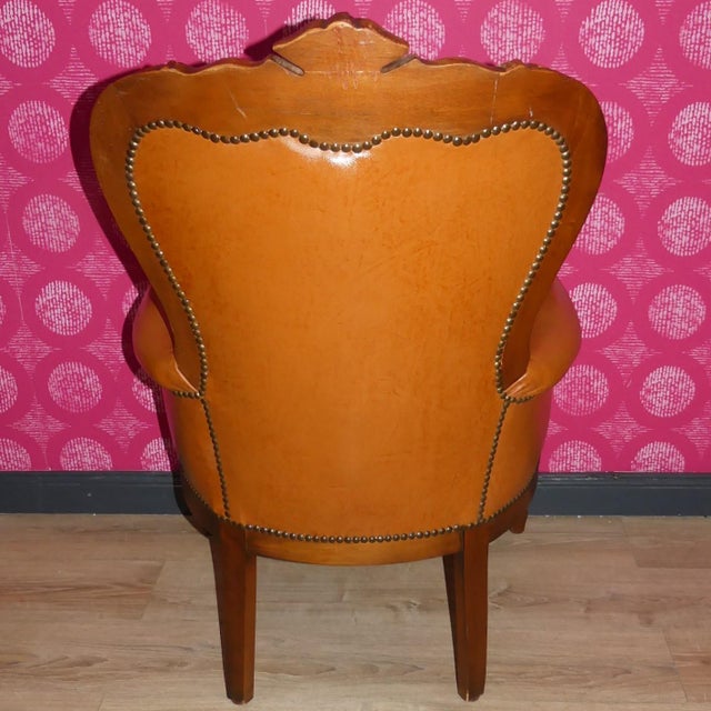 1960s Chippendale Chesterfield Armchair in Caramel Leather, 1960s For Sale - Image 5 of 13