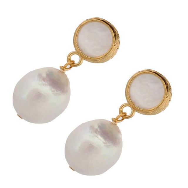 Early 21st Century Delicate Pearl & Gold Earrings, A Pair For Sale - Image 5 of 10