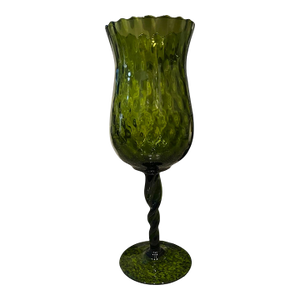 Vintage Mid Century Modern Green Empoli Glass Snifter Goblet Carafe Italian Italy 1960s