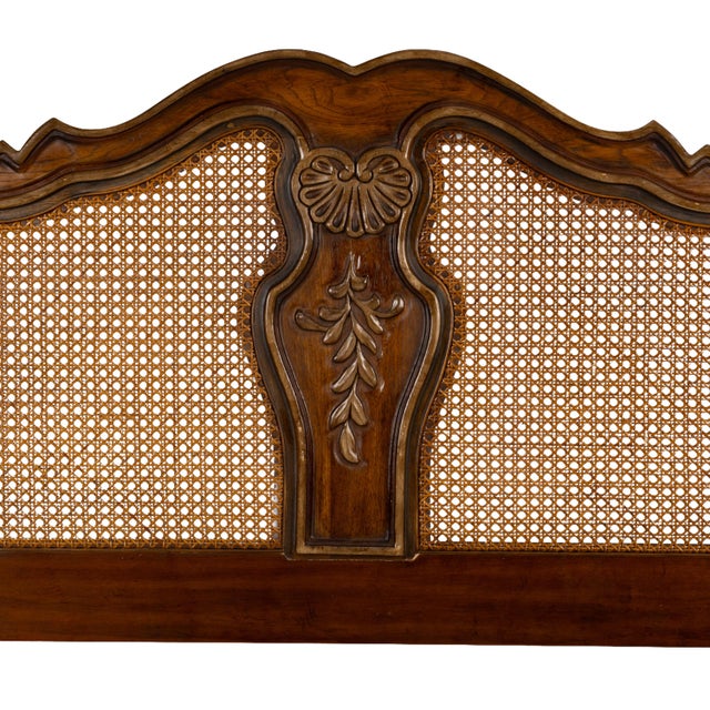 Drexel Heritage Drexel Heritage Brittany King Headboard French Caning Wicker Carved Wood For Sale - Image 4 of 17