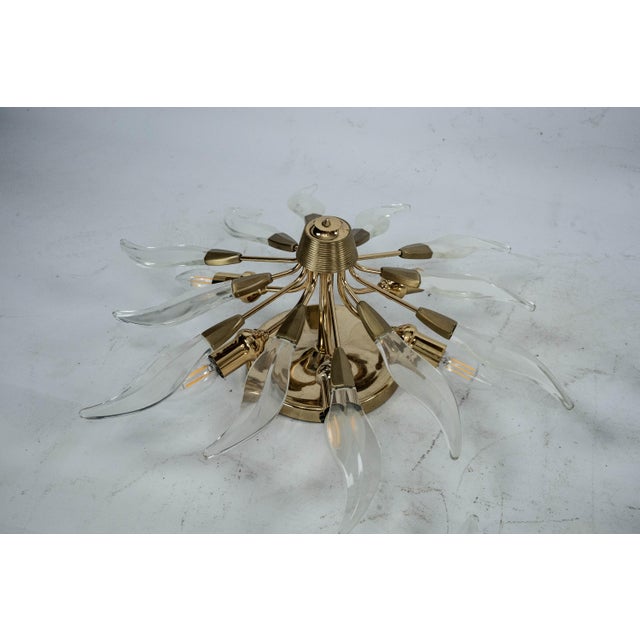Brass and Crystal Ceiling Lamps, Italy, 1970s, Set of 3 For Sale - Image 10 of 18
