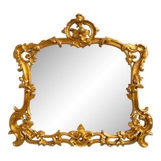 Vintage Rococo Style Gold Gilt Hanging Wall Mirror For Sale