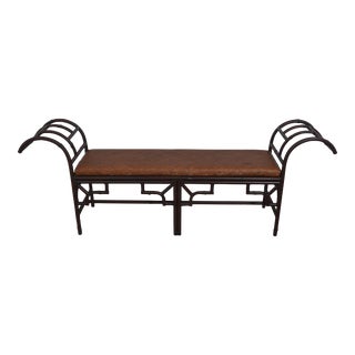 Bamboo Form Steel Window Bench W. Rattan Seat For Sale