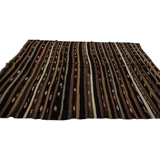 Striped Vintage Goat Hair Kilim Rug- 7′ × 10′ For Sale - Image 4 of 7