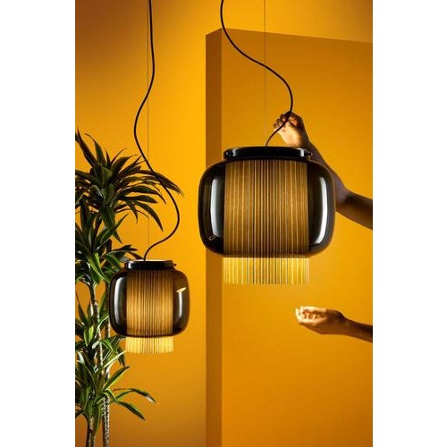 Manila T Pe Golden Matte Beige Light in Textile and Transparent Glass by Sebastian Herkner, 2019 For Sale - Image 4 of 5