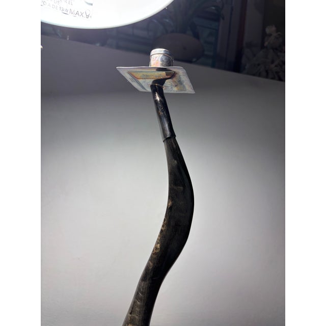 Bone Commanding Tall Pair of Twisted Horn Candlesticks With Metal Bases and Holders For Sale - Image 7 of 12
