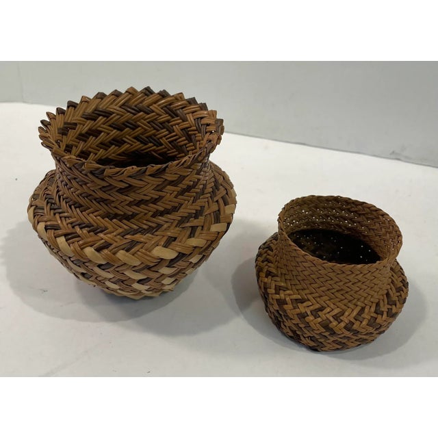 Vintage Straw Basket Jar With Lid For Sale - Image 4 of 7