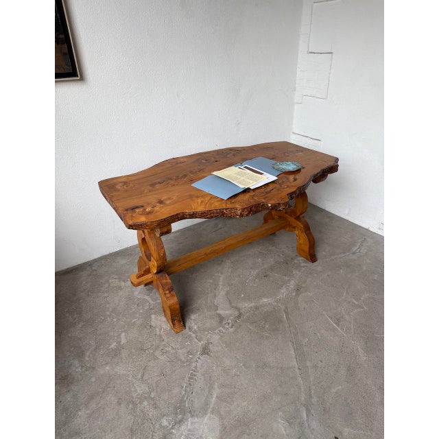 Folk Art Handcrafted Elm Table, 1950s For Sale - Image 10 of 18