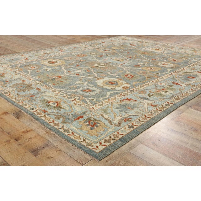 Textile Blue Persian Sultanabad Rug - 08'02 X 10'0 For Sale - Image 7 of 9