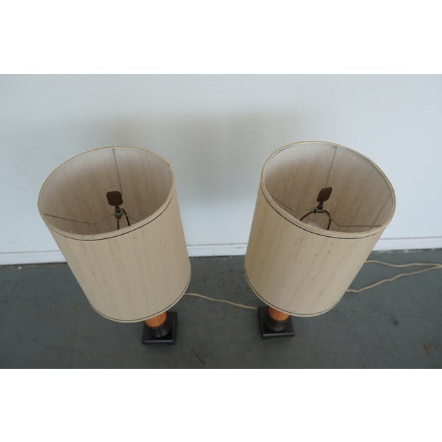 Vintage Rattan Column Table Lamps - Set of 2 For Sale In Austin - Image 6 of 10