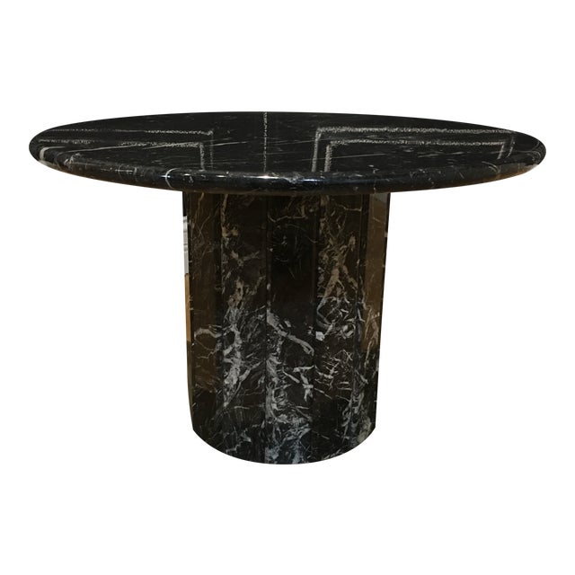 Modern Black Marble Two-Piece Side Table For Sale