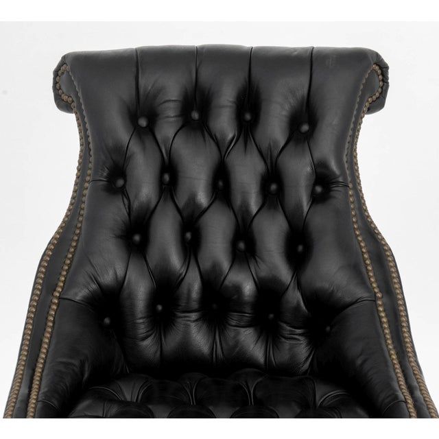 Contemporary Chesterfield Black Leather Executive Chair For Sale - Image 3 of 9