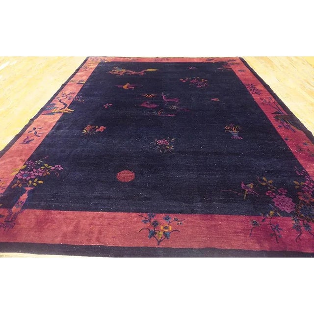 1920s Chinese Art Deco Carpet ( 9' x 11'6" - 275 x 350 ) Knotted Chinese Blue Rectangle – Art Deco Antique Room Size 1920s...
