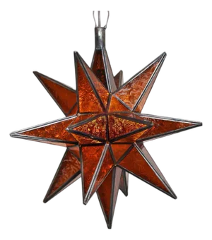 Vintage Amber Moravian Star Pendant Light Large