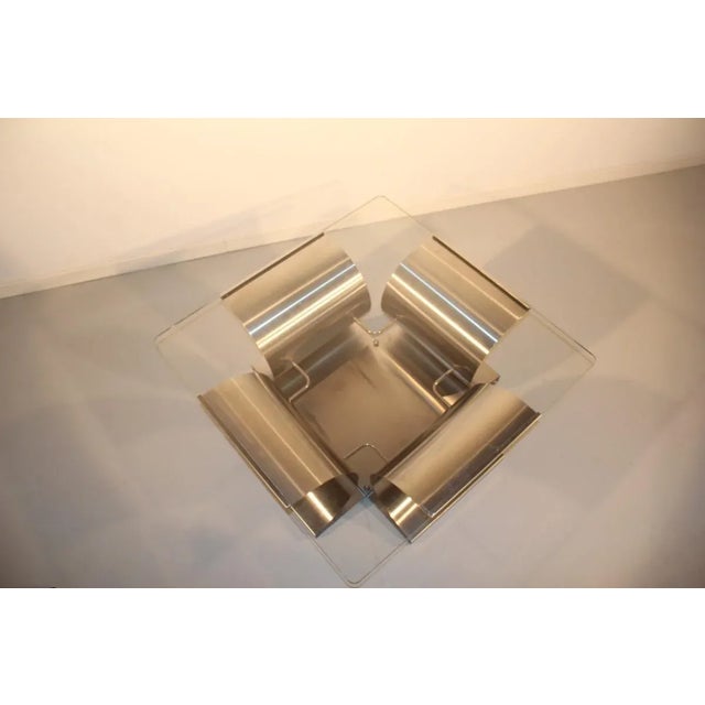 French Steel & Glass Coffee Table by Francois Monnet, 1970 For Sale - Image 9 of 11