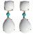 Christina Addison Elegant 18kt Yellow Gold Pear Drop Earring with White Jade and connecting Bezel Set Turquoise Center is...