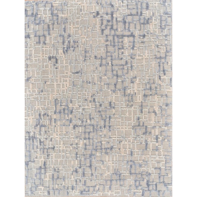 Wood Exquisite Rugs Vista Handmade New Zealand Wool & Bamboo Silk Gray/Blue Rug-10'X14' For Sale - Image 7 of 7