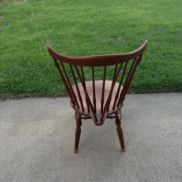Vintage Ethan Allen Nutmeg Windsor Side Chair Solid Maple Early American For Sale - Image 9 of 10