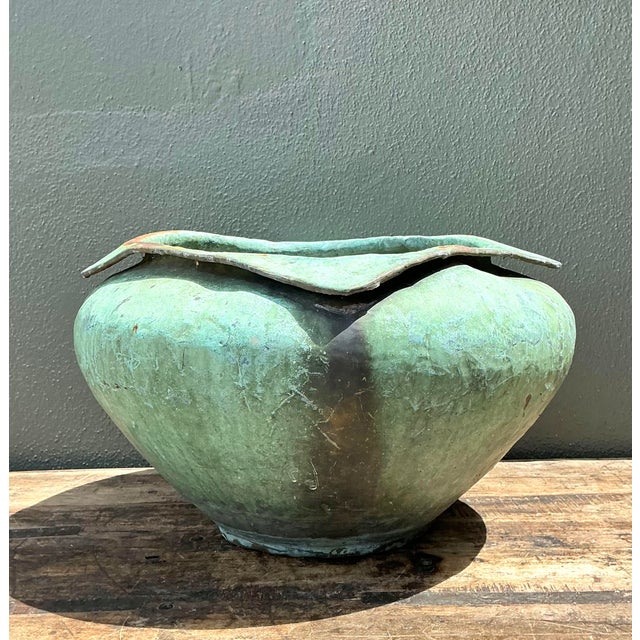 Metal Vintage Heavily Patinated Bronze Planter For Sale - Image 7 of 12