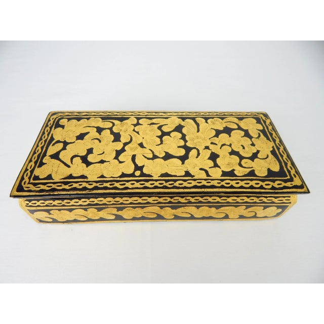 1960s Vintage Black & Gold Lacquer Burmese Box For Sale - Image 12 of 12