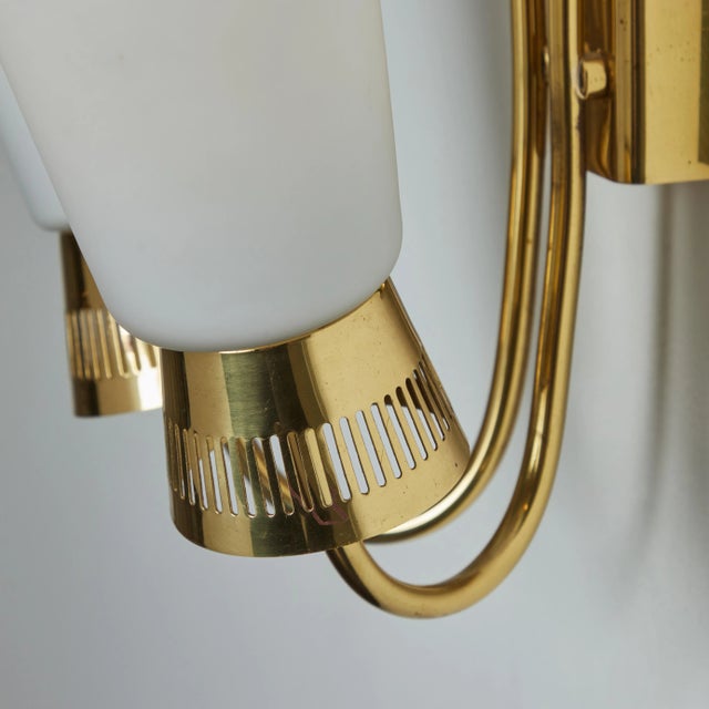 1950s Mauri Almari Model #Ey60 Brass & Glass Double Sconces for Itsu, Unmarked - a Pair For Sale - Image 11 of 12