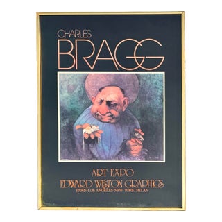 Vintage Charles Bragg Exhibition Poster “The Riddle” Wash Art 77, Framed Social Satire Art For Sale