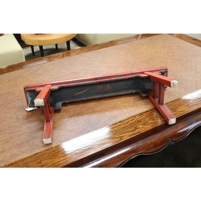 Late 19th Century Late 19th Century Red Lacquer Bench For Sale - Image 5 of 5