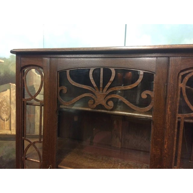 Brown Antique Oak China Cabinet, Art Deco Cabinet For Sale - Image 8 of 8