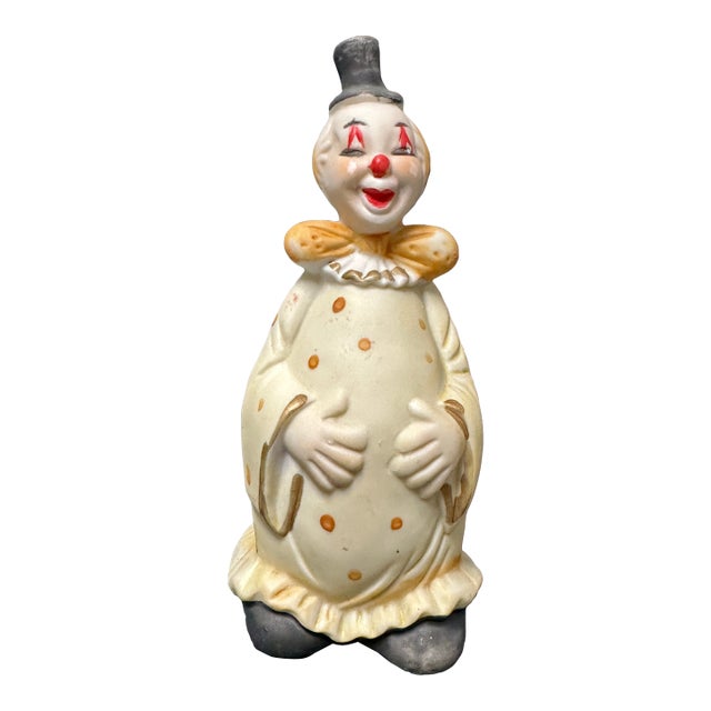 Late 20th Century Porcelain Yellow Polka Dots Clown Bell For Sale