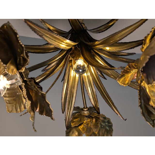 Mid-Century Modern Vintage French Brass Chandelier from Maison Jansen, 1970s For Sale - Image 3 of 11