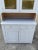 1900s Antique Country Farmhouse White Painted 2 Piece Step Back Hutch Kitchen Cupboard For Sale - Image 9 of 12