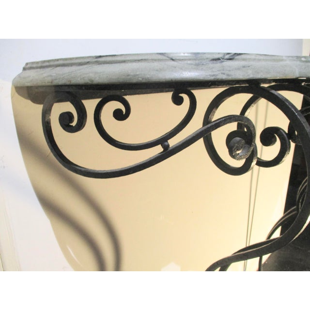 1930s French Wrought Iron and Marble Console Table For Sale - Image 10 of 15