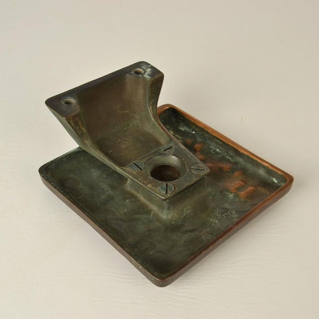 Metal Square Push and Pull Door Handle in Bronze in Basket Relief, 1970s For Sale - Image 7 of 10