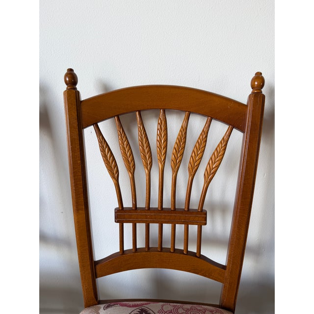 Vintage Italian Country French Provincial Wheat Sheaf Back Dining Chairs – Set of 6 For Sale - Image 10 of 12