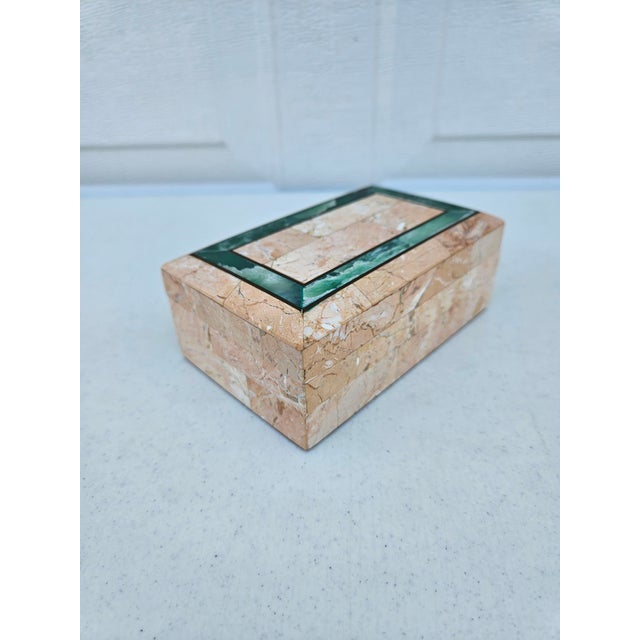 Maitland - Smith Peach Tessellated Stone Trinket Box For Sale - Image 4 of 16