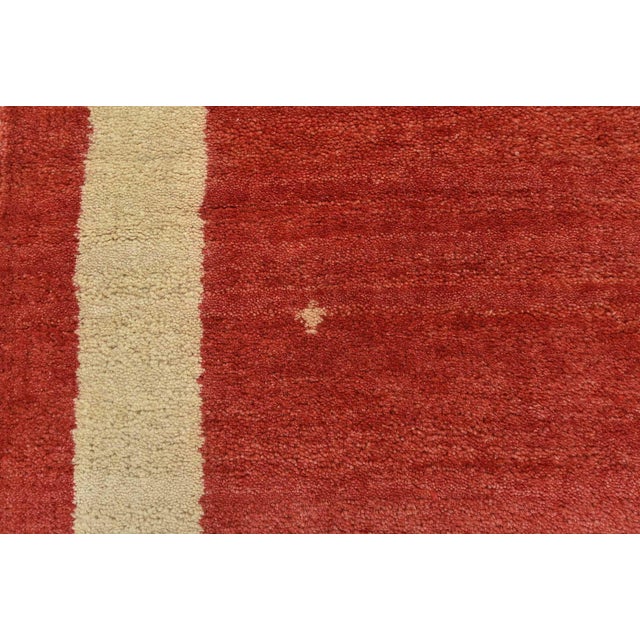 Red Gabbeh Red Wool Contemporary Hand-Knotted Oriental Runner Rug 2'7'' X 8'3'' For Sale - Image 8 of 12