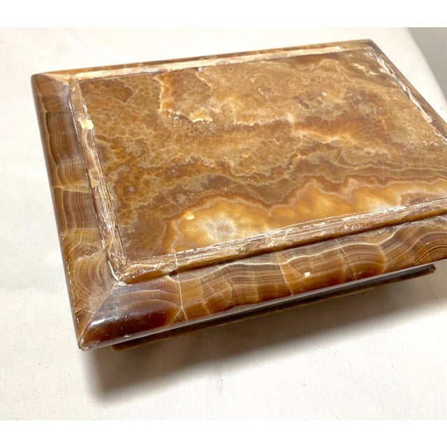 Vintage Handmade Brown Hard Stone Brass Bronze Jewelry Dresser Box Casket Jar For Sale - Image 10 of 11