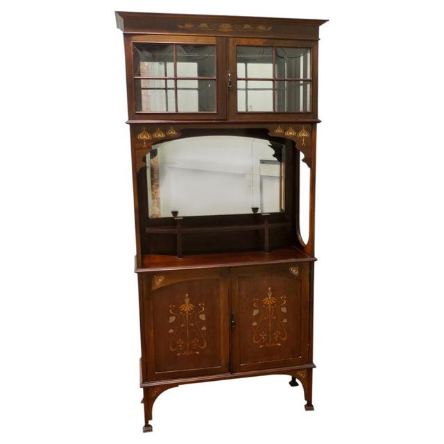 Brown Art Nouveau Inlaid Display Cabinet, 1900 For Sale - Image 8 of 8