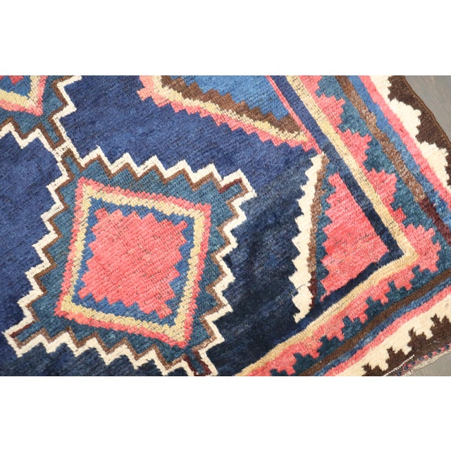 Navy Blue Antique Geometric Persian Gabbeh Rug, 4'8'' X 7'4'' For Sale - Image 8 of 11