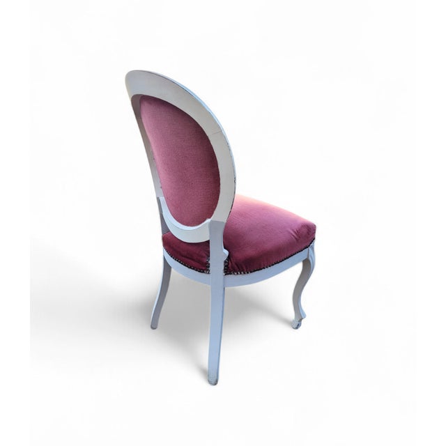 Antique French Louis XVI Style Château Chairs in Pink Velvet, 1890s, Set of 4 For Sale - Image 9 of 18