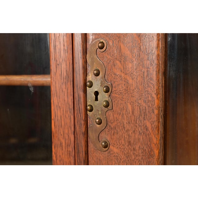 Wood R. J. Horner Style Antique Victorian Carved Oak Triple Bookcase, Circa 1880s For Sale - Image 7 of 13