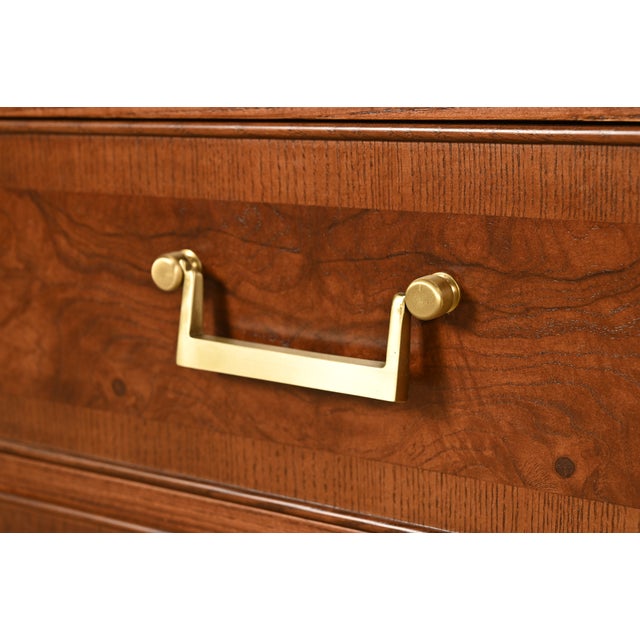 Brown Drexel Heritage Mid-Century Hollywood Regency Burl Wood Dresser or Credenza, Newly Refinished For Sale - Image 8 of 15